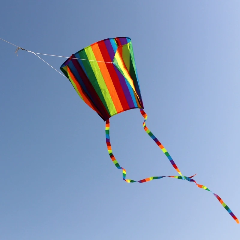 New Rainbow Parafoil Kite With Tails Soft Kite Flying Toys Give 30m Kite Line