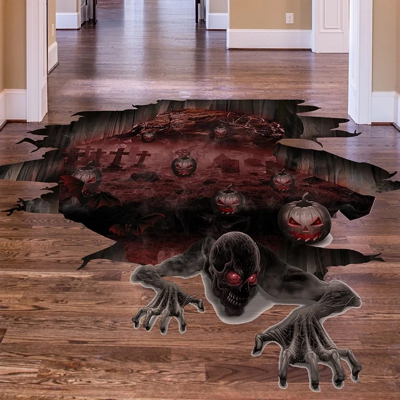 

Хэллоуин ужас череп стикер Дверь стикер окно наклейка украшение стены наклейка с тыквой стикер домашний декор