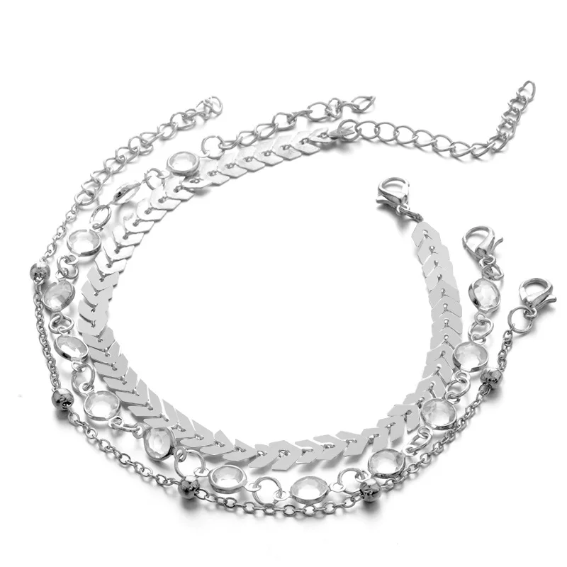 Компания шеврон и браслет на ногу с кристаллами комплект-3 шт. Роскошная обувь