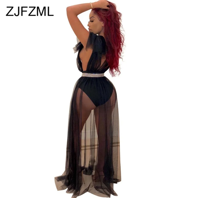 Прозрачное Сетчатое сексуальное Макси-платье женское длинное платье с глубоким