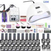 nail set 2010 gel nail polish kit with 120w uv led nail lamp dryer 20000rpm electric nail drill machine manicure set for tools