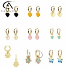 Новинка CANNER любовьсерьги-кольца цветок для женщин маленькие круглые серьги ювелирные изделия Huggie Висячие серьги платформа 925