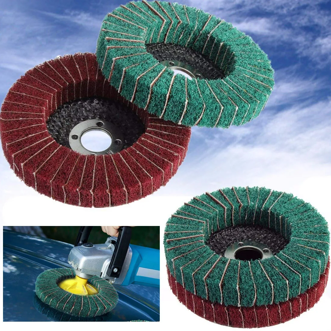 

Полировальное колесо из нейлонового волокна 10 см, полировальное колесо для деревообработки и обработки металла, абразивный полировальный ...