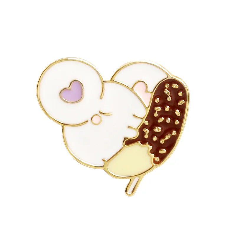 Ins корейские Мультяшные милые маленькие мыши едят мороженое Броши для женщин