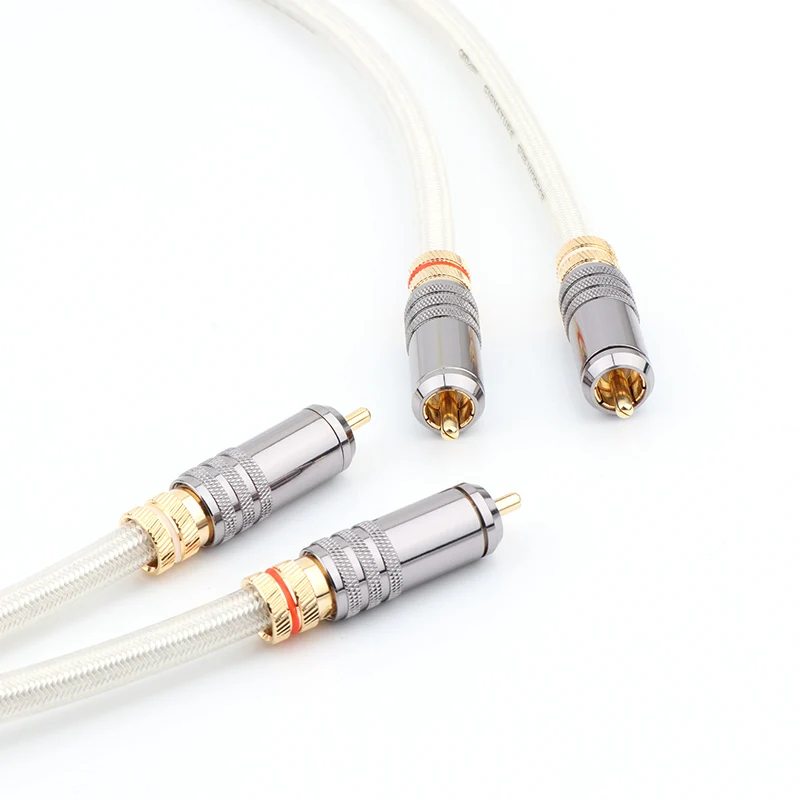 Pair QED 5N Copper Silver Plated RCA Audio Cable HIFI Interconnect | Электроника