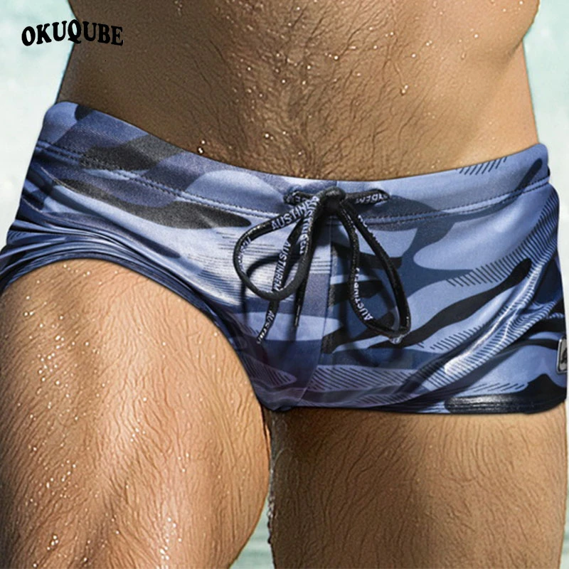 Камуфляжный Мужской купальный костюм на шнуровке Мужская одежда для плавания