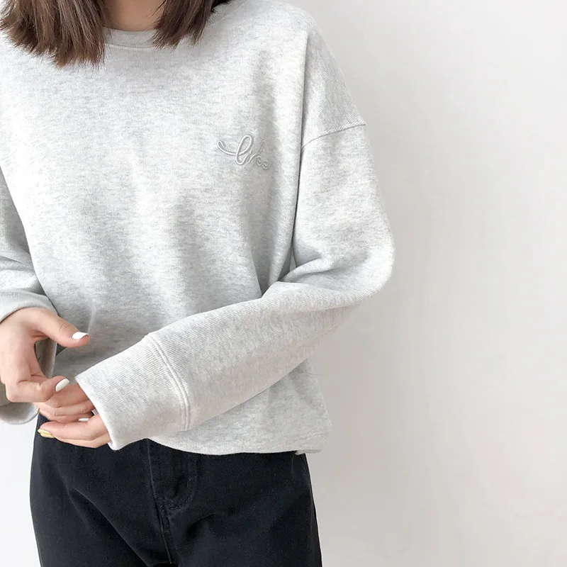 

Letter Embroidery Woman Sweatshirts O Neck Loose Casual Female 2019 Autumn Pullovers