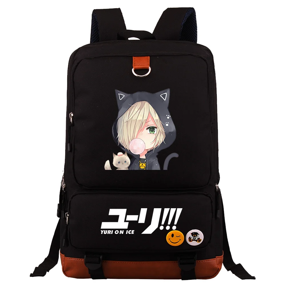 

Рюкзак для мальчиков и девочек с принтом «Юри на льду», школьные сумки для учебников для подростков, Холщовый дорожный ранец для ноутбука дл...