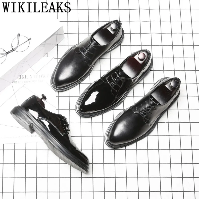 Мужская обувь на шнуровке Лакированные кожаные туфли Мужские формальные