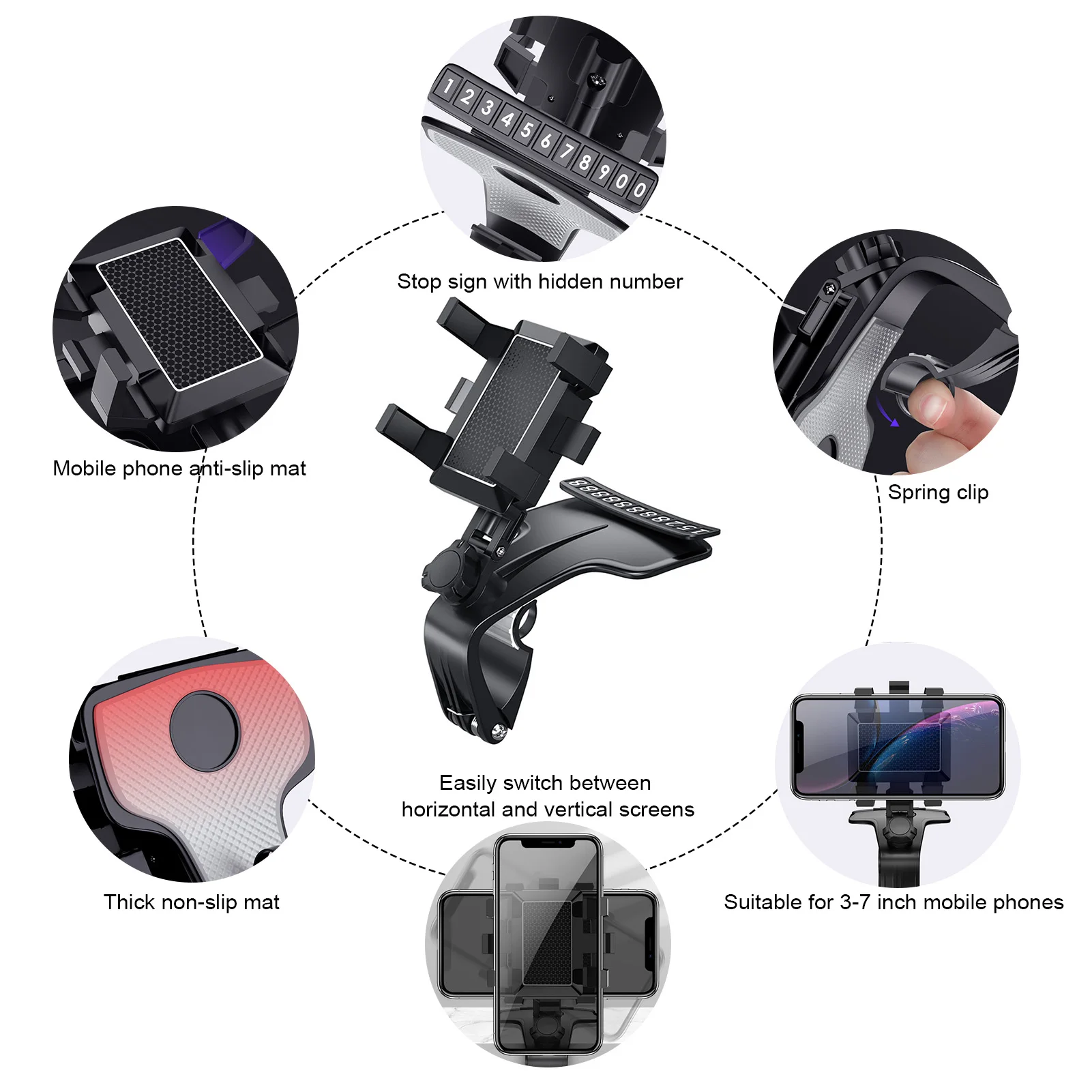 multifunctional car mobile phone holder 360 degree rotating gps bracket for car dashboard sun visor rearview mirror computer free global shipping