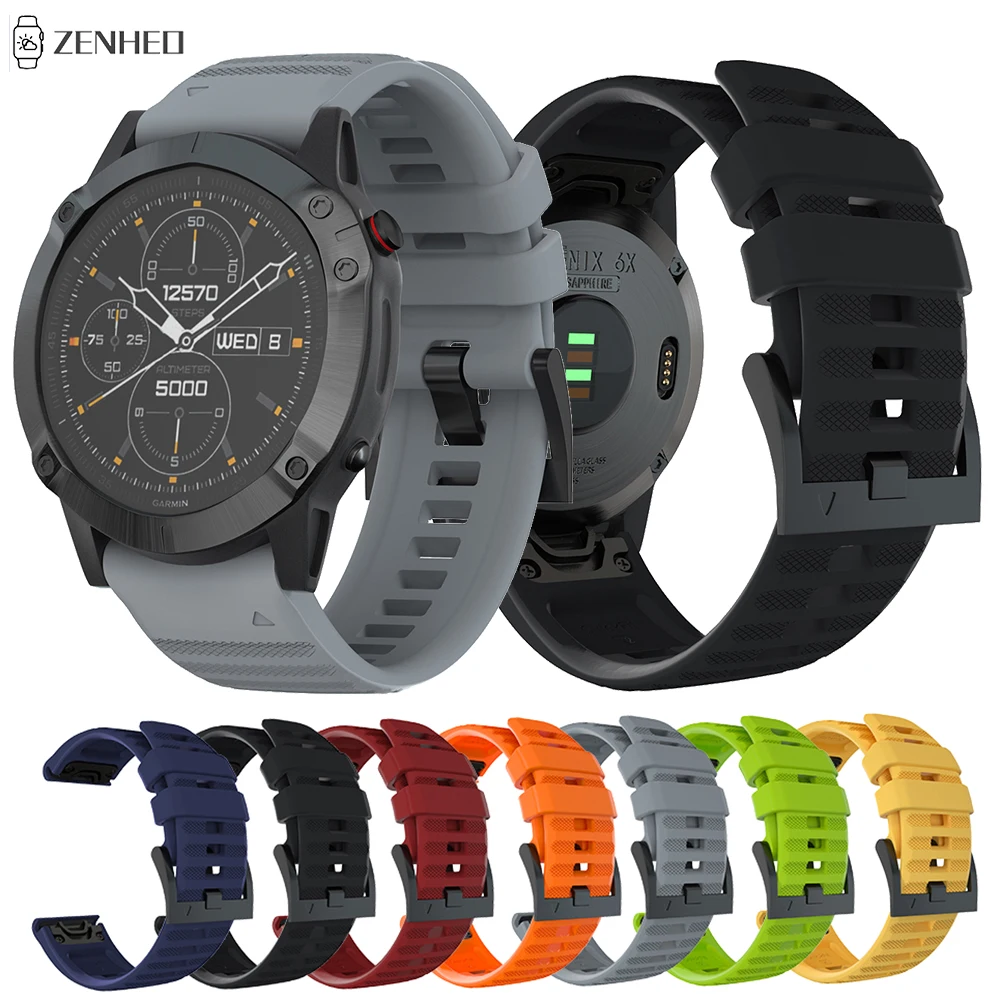 26 мм силиконовый ремешок для смарт часов Garmin Fenix 6X Pro Смарт часы с заменой ремешка