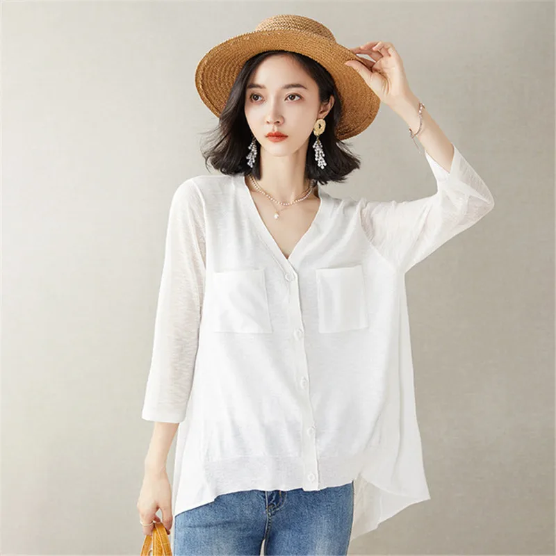 Вязаный свитер кардиган корейская мода женская Свободная вязаная куртка