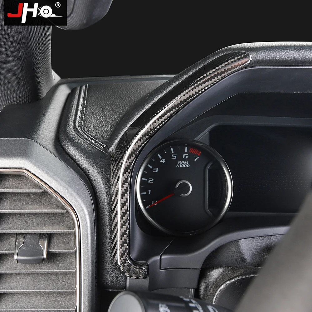

JHO REAL CARBON Gauge Side Strip Overlay COVER TRIM For Ford F150 2017-2020 Gen 2 Raptor 2018 2019 Interior Car Accessories