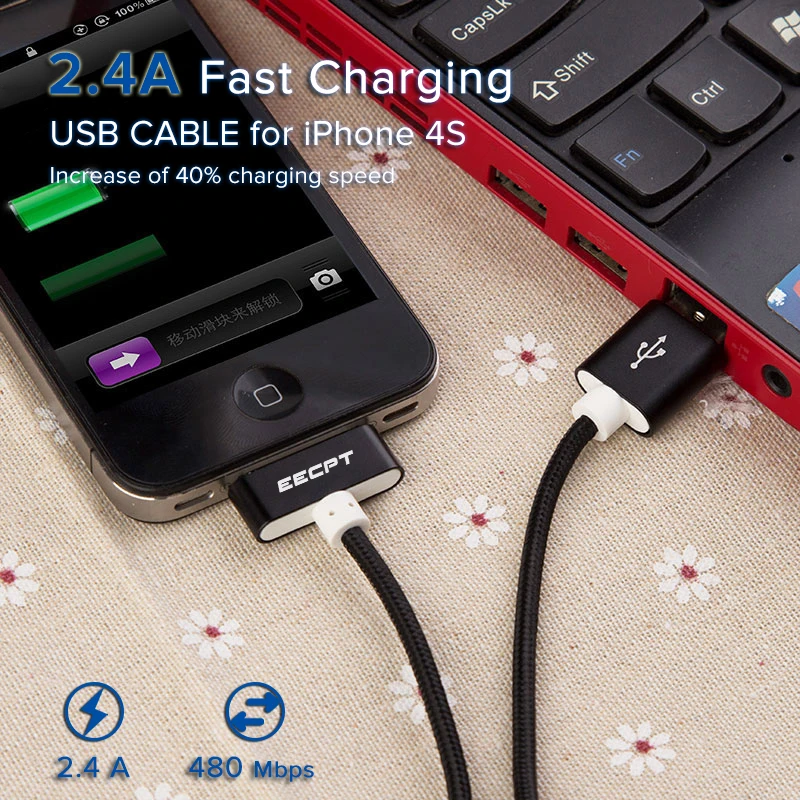 EECPT 30 контактный USB кабель для iPhone 4S 4 S 3GS iPad 1 2 3 iPod Nano iTouch быстрой зарядки и
