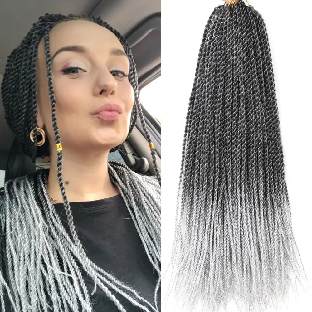 

Belle Show 18" Black Grey Purple Ombre Braiding Hair Cute Senegalese Twist Crochet Hair Low Temperature Fiber Crochet Braids