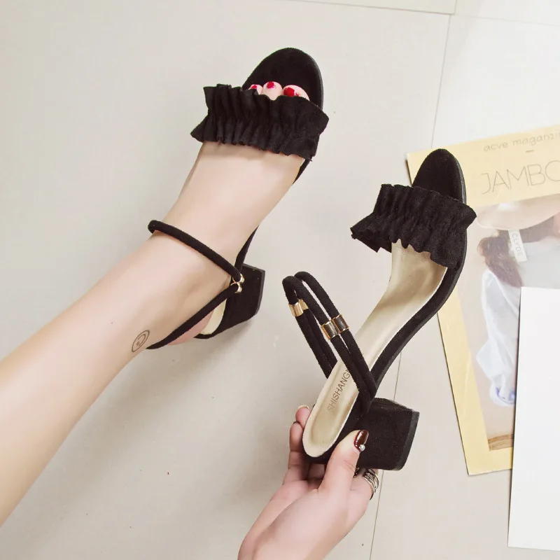 Женские сандалии кружевные плиссированные пикантные вечерние туфли на высоком