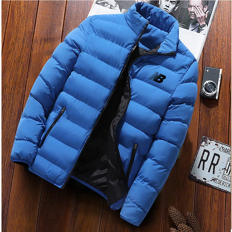 

2020Brand Men Parka Cotton Padded Winter Jacket Coat Mens Warm Jackets Male Solid Color Stand Collar Zipper Thick Coats Down Par