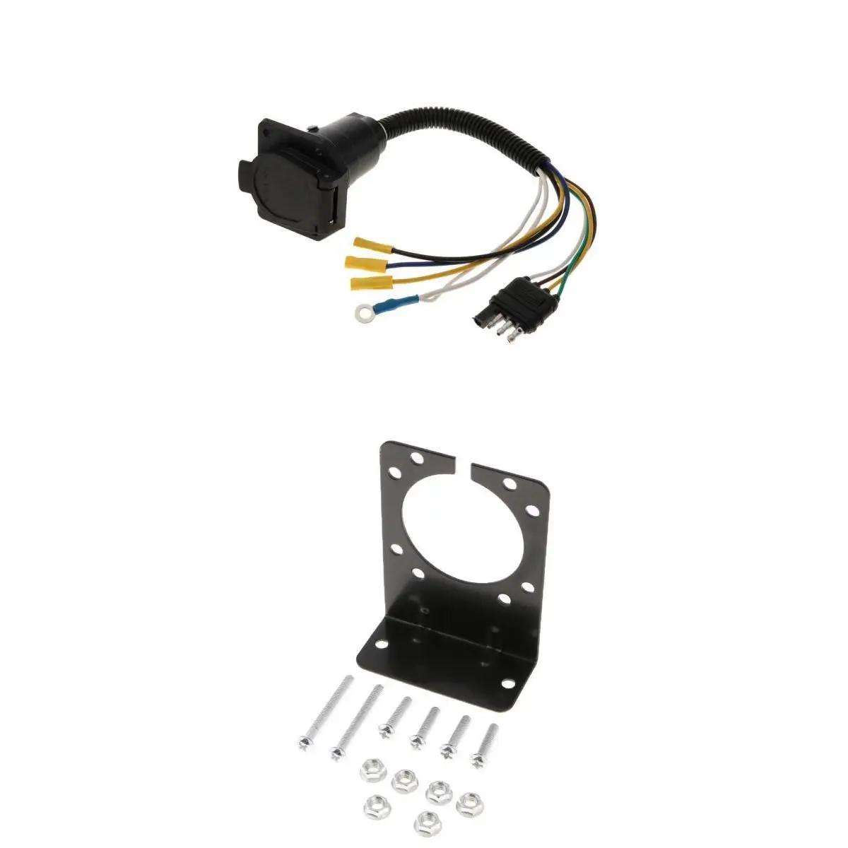 4 Flat to 7 Way Blade Trailer Adapter Electrical Connector with Mounting Bracket | Автомобили и мотоциклы