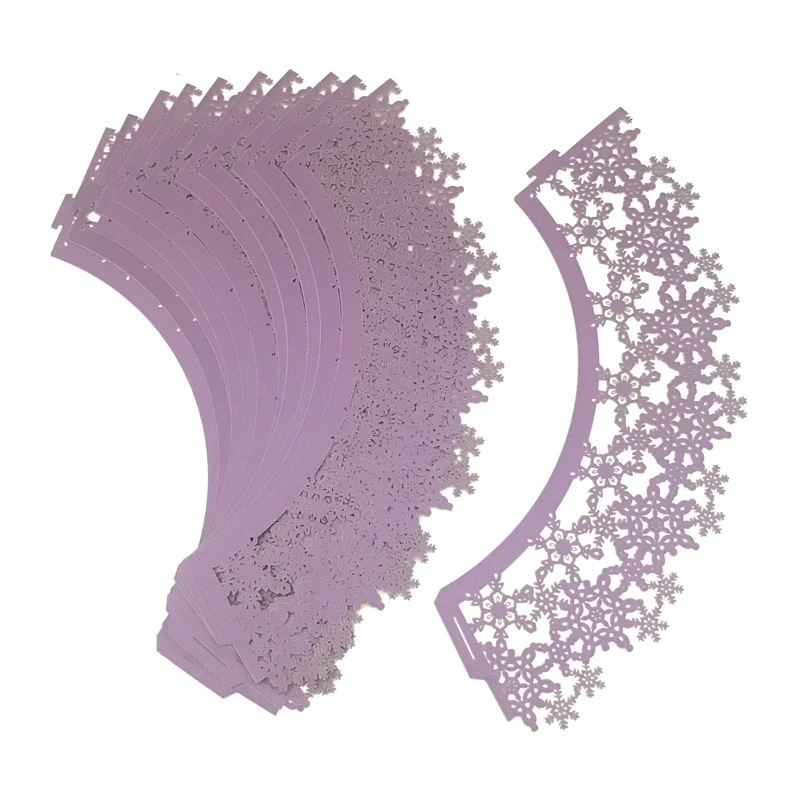 12 шт./компл. бумажные обертки для кексов Рождество Снежинка кружева выдалбливают