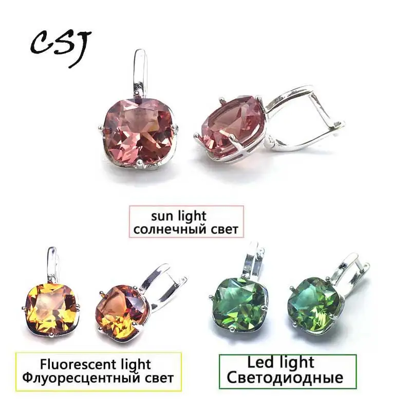 CSJ элегантные серьги из зултанита Стерлинговое Серебро 925 пробы серебряная