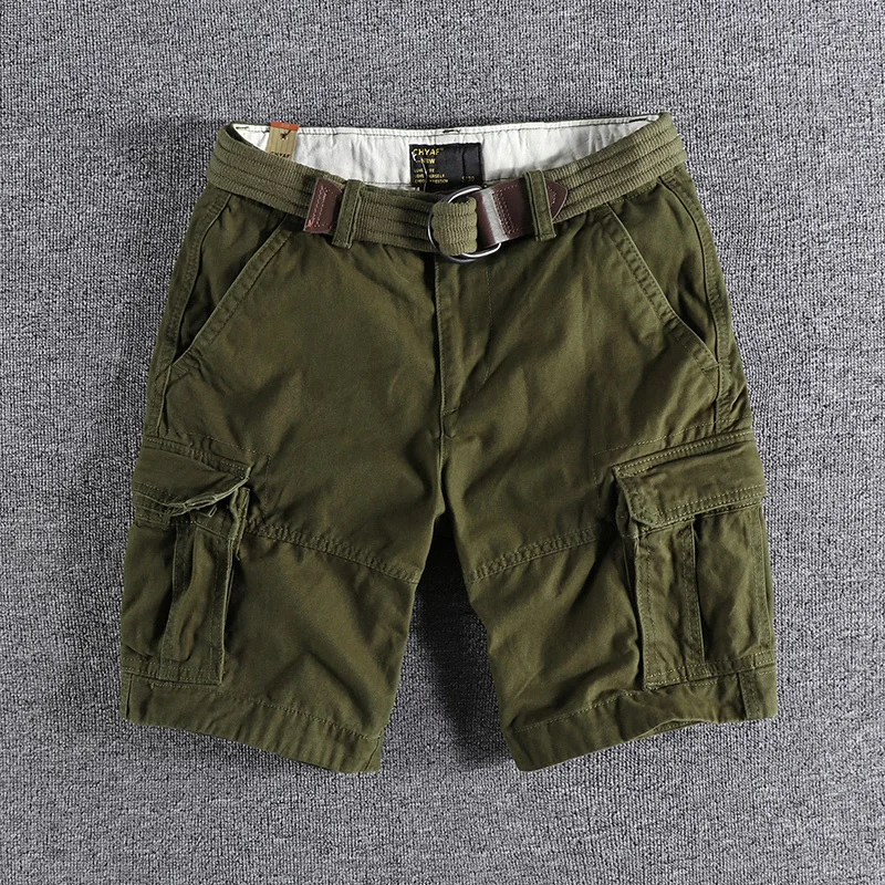 

Мужские шорты-карго 170, тяжелые хлопковые спортивные шорты для бега на открытом воздухе, прямые Универсальные однотонные шорты цвета хаки д...