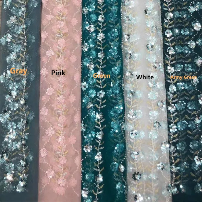 

New sequined mesh embroidery cloth, beaded tube lace fabric