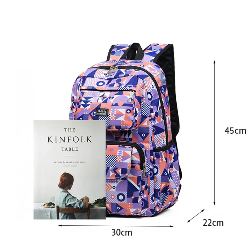 

2021 Fashion Middle School Teen Girls Backpack Bags Women Large Capacity Lightweight Leisure Floral Print Nylon Travel Backpacks