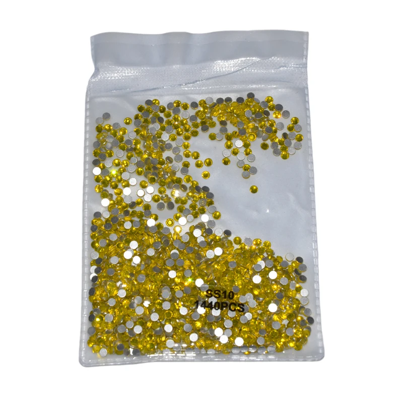Блестящие Стразы 1440 шт цитрин стеклянные кристаллы для ногтей плоские круглые