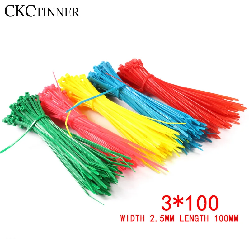 100 шт. 8 цветов нейлоновые кабельные стяжки 3*100 мм белые черные самоблокирующиеся