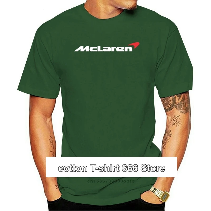 

Mclaren-Camiseta de careras deporte para hombre, Camisa de algodón estampestamp
