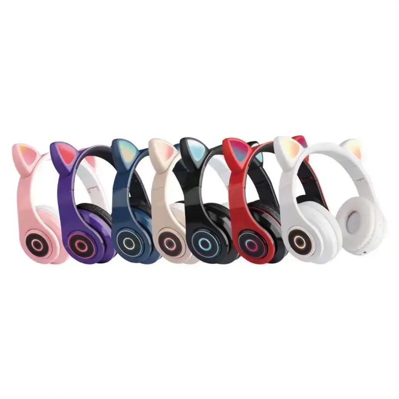 

Wireless Headset Cat Ear LED Light Mobile Phones Headphone Stereo Music Headphones Girl Daughter Bluetooth 5.0 Headset for Girls