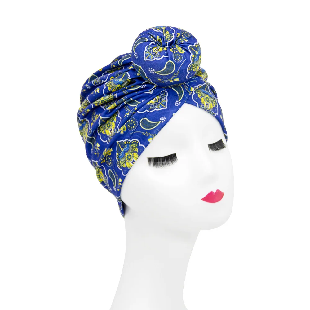 

Donut Turban Caps for Women Chemo Hat Islamic Cotton Headscarf Hat Female Headband Turbans print Muslim Cap turbante femme