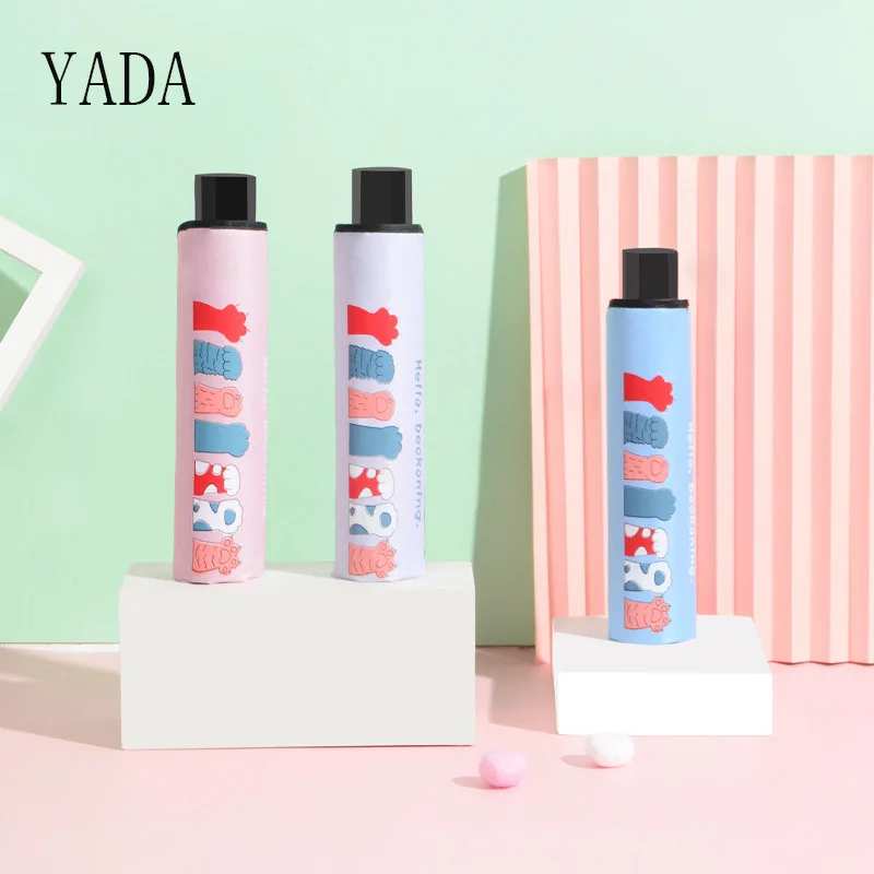 

YADA Creative Cartoon Cat claw Umbrellas Folding Rainy Cat Umbrella For Women Girls Boys UV Lovely Animal Umbrella Gift YD200072