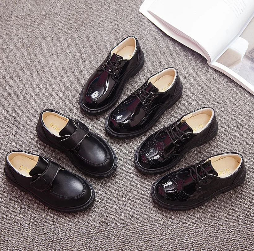 Детские кожаные туфли Классическая Свадебная обувь для мальчиков и девочек