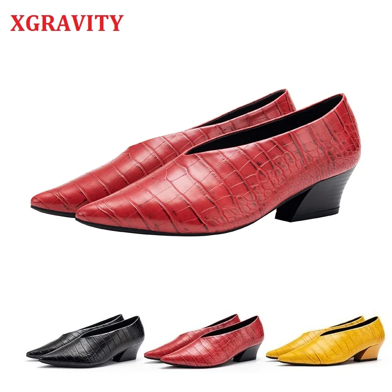 Женские винтажные вечерние туфли XGRAVITY новые осенние дизайнерские из змеиной
