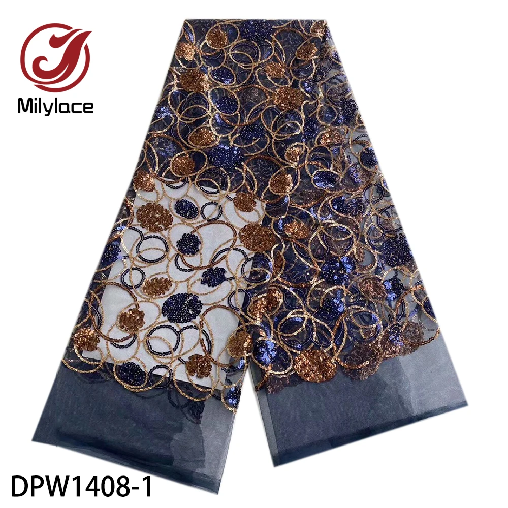 

African Lace Fabric 2020 High Quality Lace Sequins French Tulle Lace Fabric Nigerian Mesh Lace for Weddings DPW1408