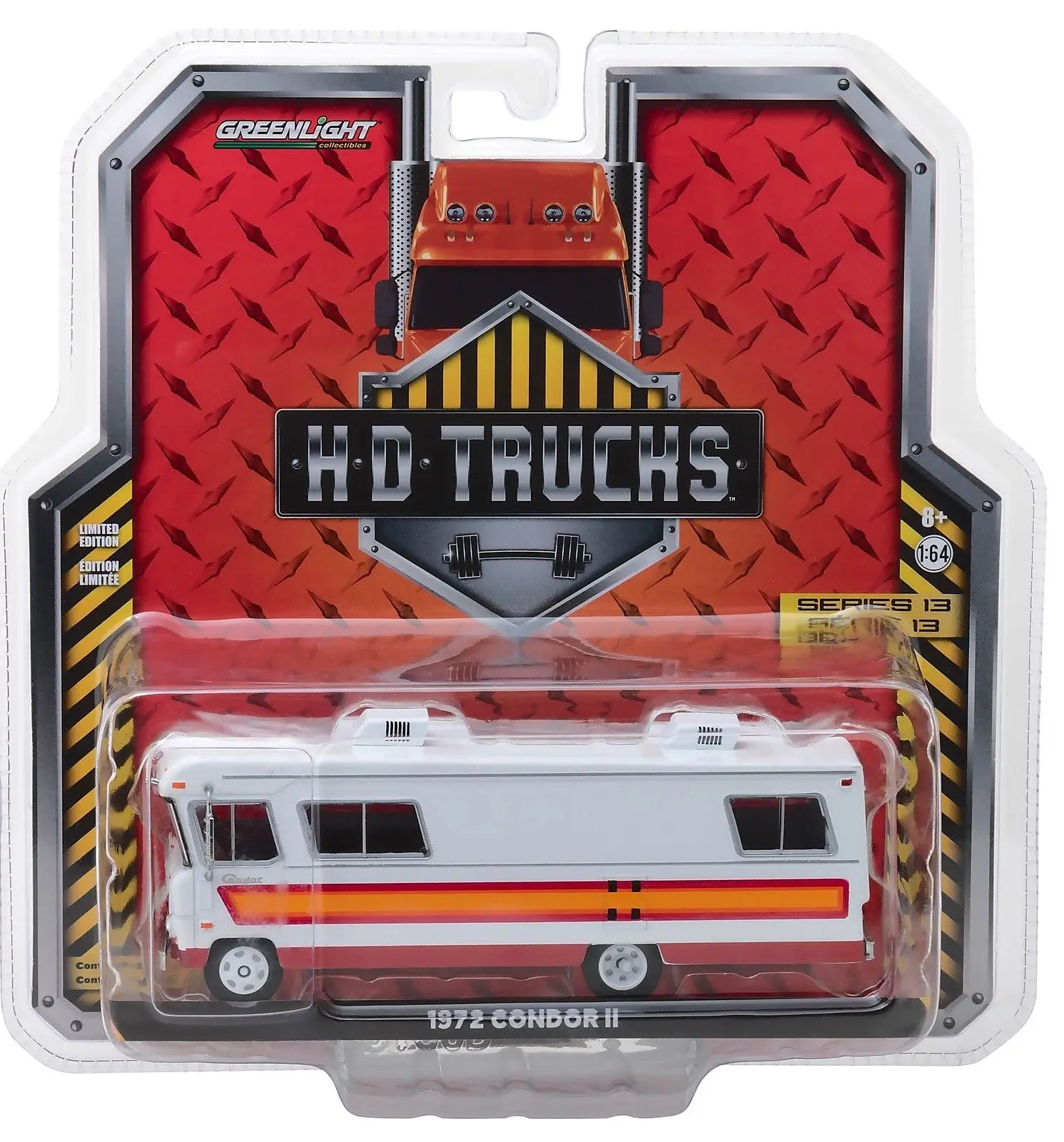 Зеленый светильник 1: 64 HD грузовики 1972 CONDOR II дом на колесах RV игрушечный автомобиль игрушки для детей литая под давлением модель автомобиля подарок на день рождения