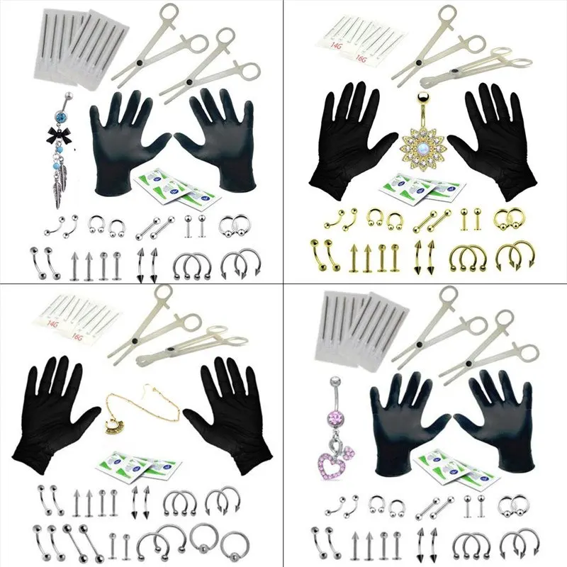 Набор инструментов для пирсинга живота ювелирные украшения тела 16G 14G серьги