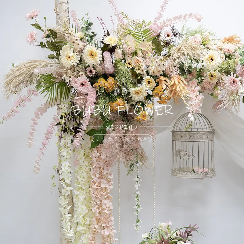Свадебный фон с арочным декором искусственный цветок на стену розовый подвесной