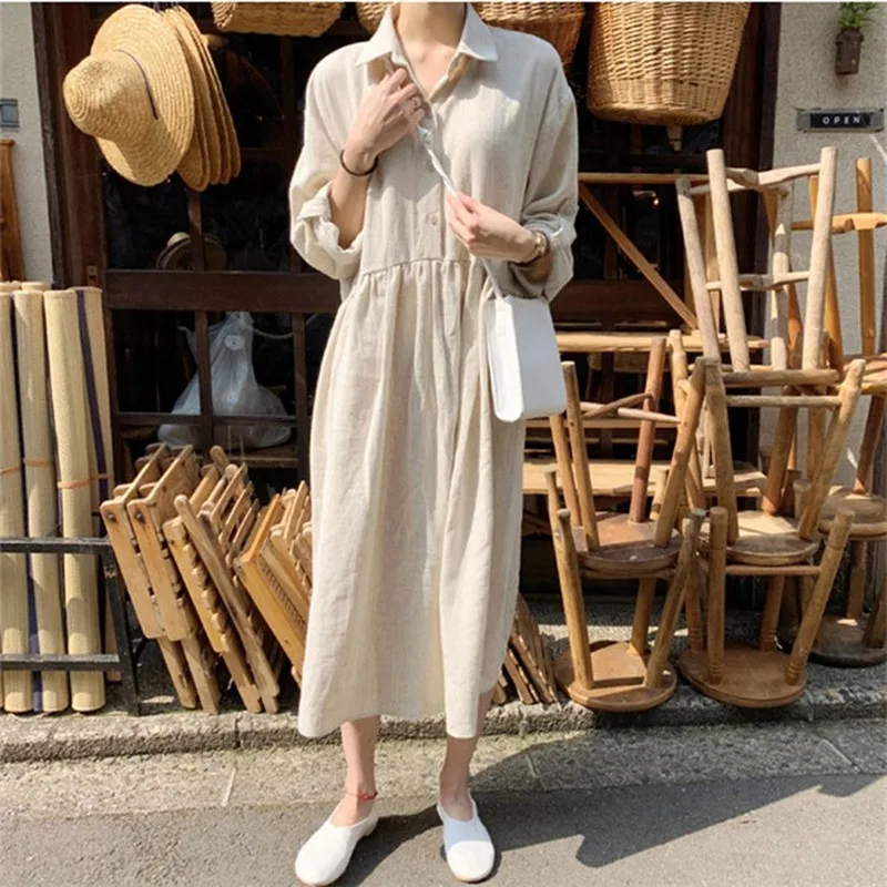 Новинка 2020 женские летние платья GOOHOJIO однобортное повседневное Свободное