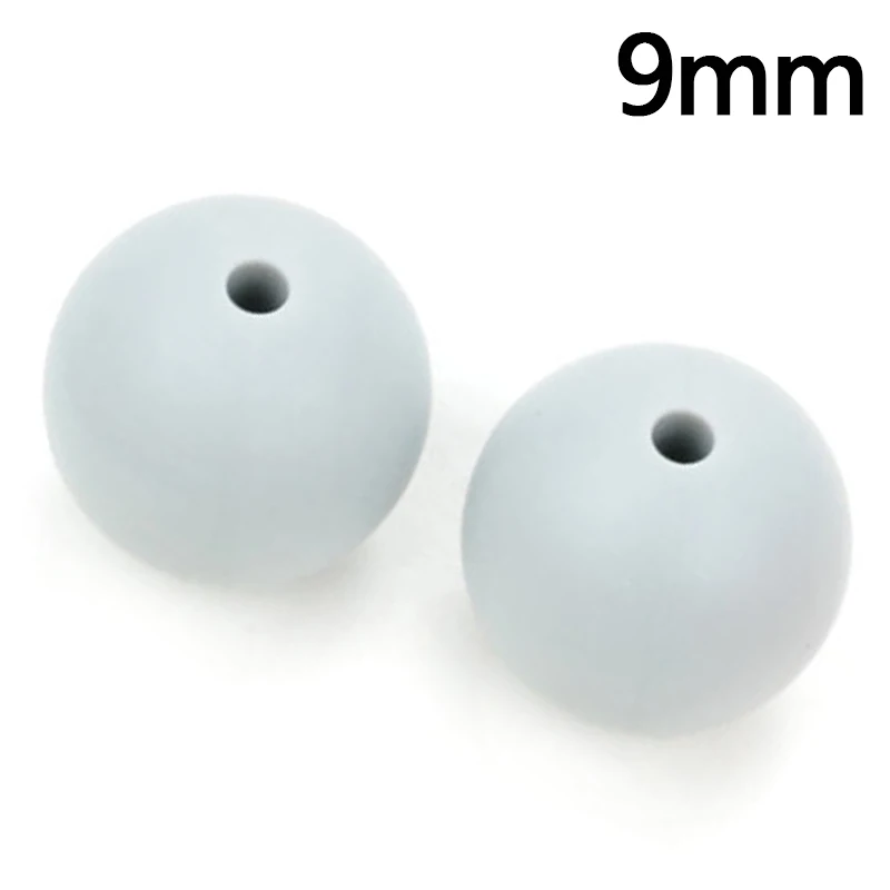 Light grey LOFCA 50 шт./партия 9 мм Силиконовые Бусы Длинные Прорезыватели для зубов еда без бисфенола-а класс детский Прорезыватель жевательные DIY ювелирные изделия ожерелье изготовление - Цвет: Light grey