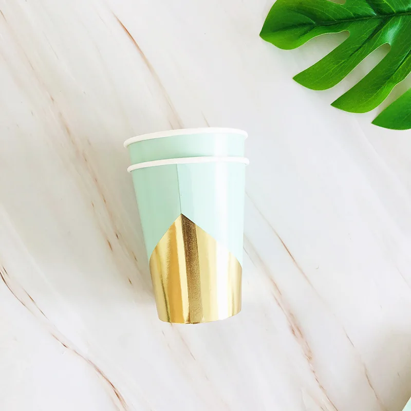 Золотисто-зеленый комплект для девочек на день рождения одноразовая посуда