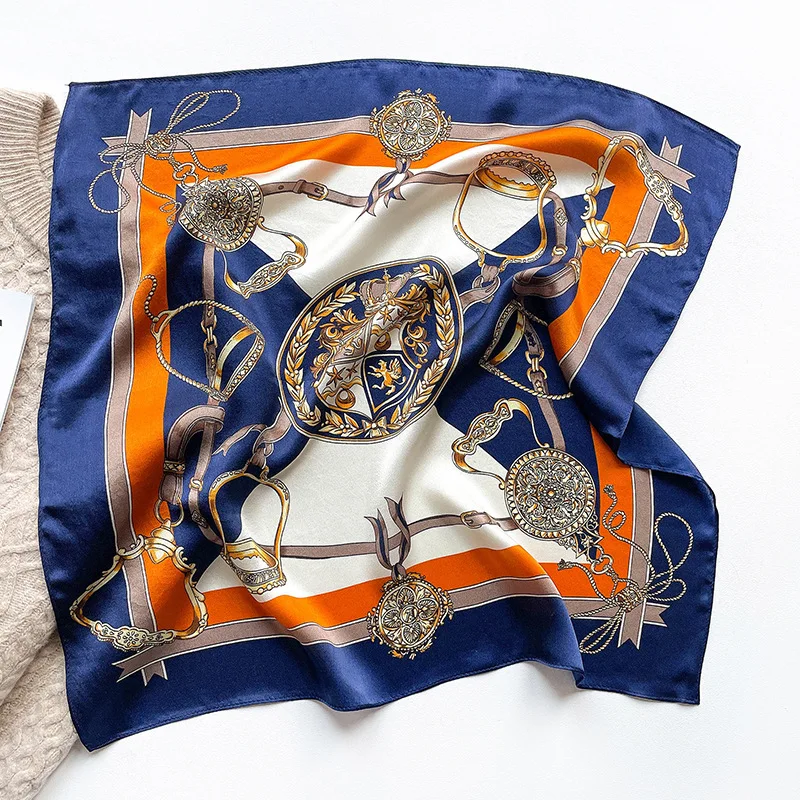 

Новинка 2022, Модный женский шарф из 100% шелка тутового шелкопряда, летняя пляжная Женская бандана, хиджаб, пончо из пашмины, платок 53*53 см