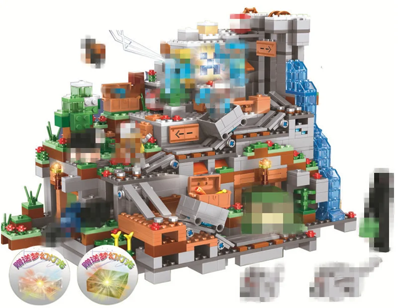 

The Mountain Cave Set With Light Kit Building Blocks Bricks My worlds Clone Educational Toys birthday gifts