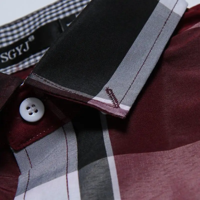 Мужская рубашка в клетку приталенная деловая Повседневная с длинными рукавами