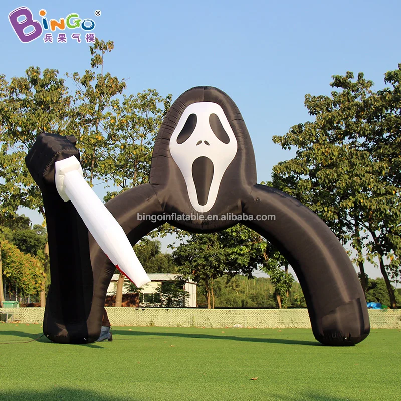 

Free Shipping 5.4x4.7 Meters Inflatable Halloween Ghost Handing Dagger Arch Balloon For Decoration Toys - BG-A0802-18