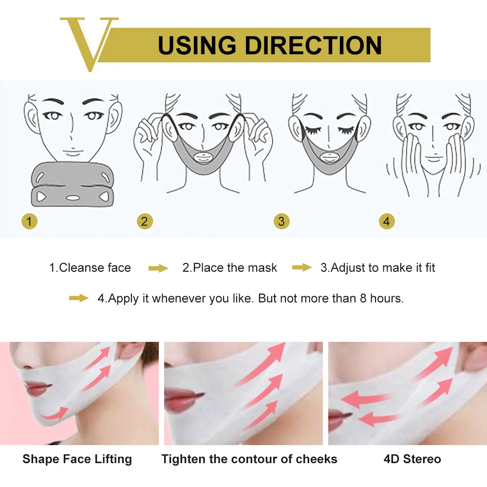 

V Chin Face Lifting Mask Facial Wrapped Masks 4D V-Shaped Bandage Mask Facial Slimming Mask Double Peel-off Chin Skin Care Tools