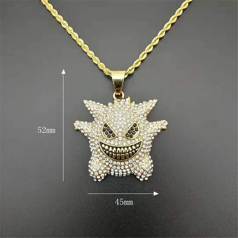 Ожерелье в виде призрака и кулон с 3 мм веревочной цепочкой золотого серебряного