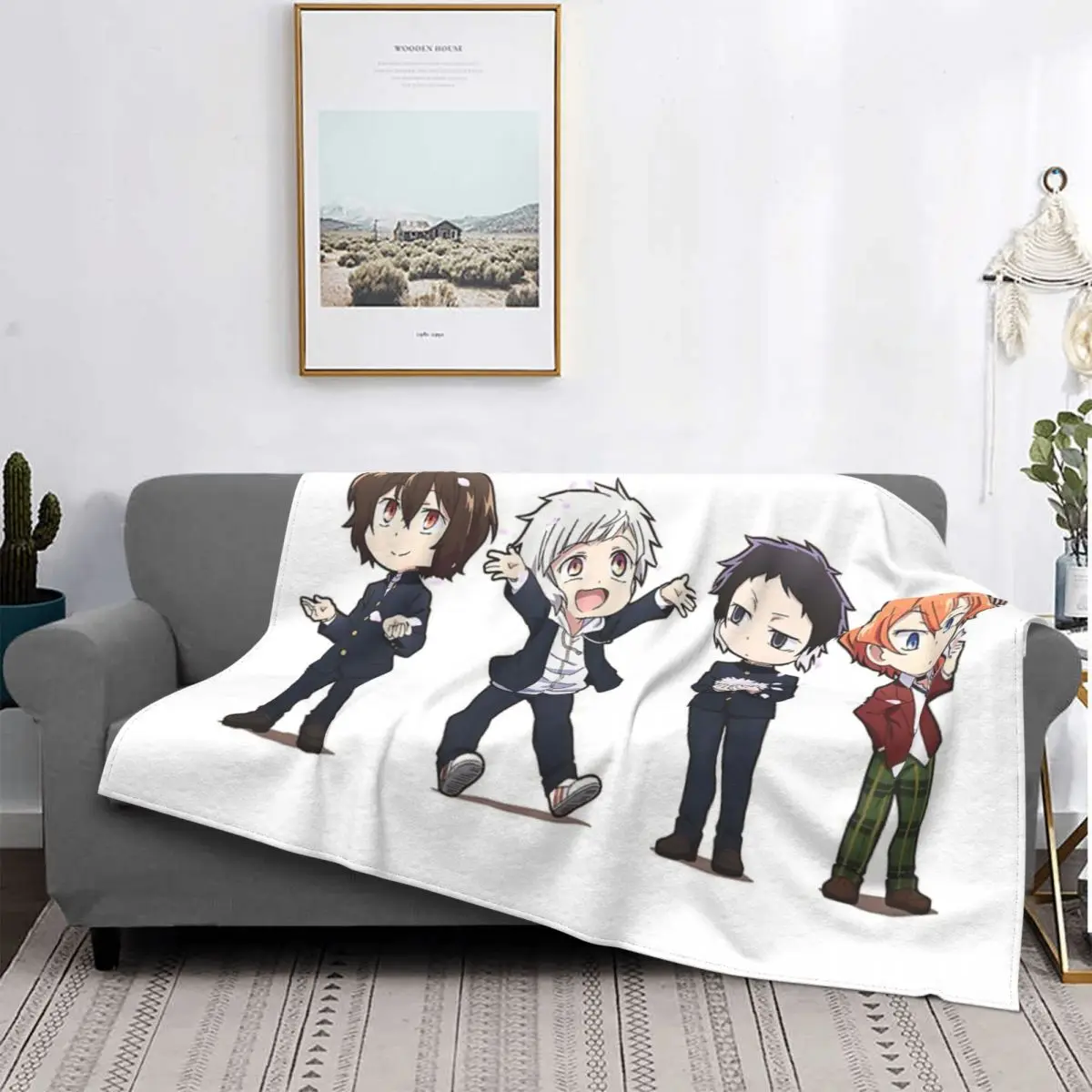 

Chibi Dazai Chuuya atсуши Akutagawa, manta, colcha para cama, cubierta a cuadros, colcha de 90 manta dobles para cama