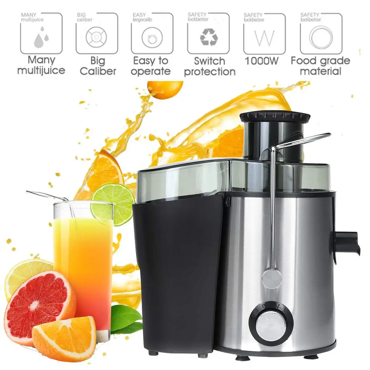 

2 Speed 1000W Electric Juicers Stainless Steel Juice Extractor Household Fruit Vegetables Drinking Machine for Home Kitchen